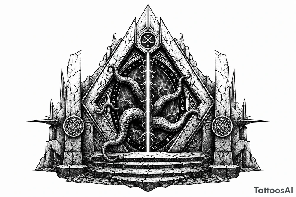 Noen portal opening with tentacals trying to come thru but just quite can't make it tattoo idea