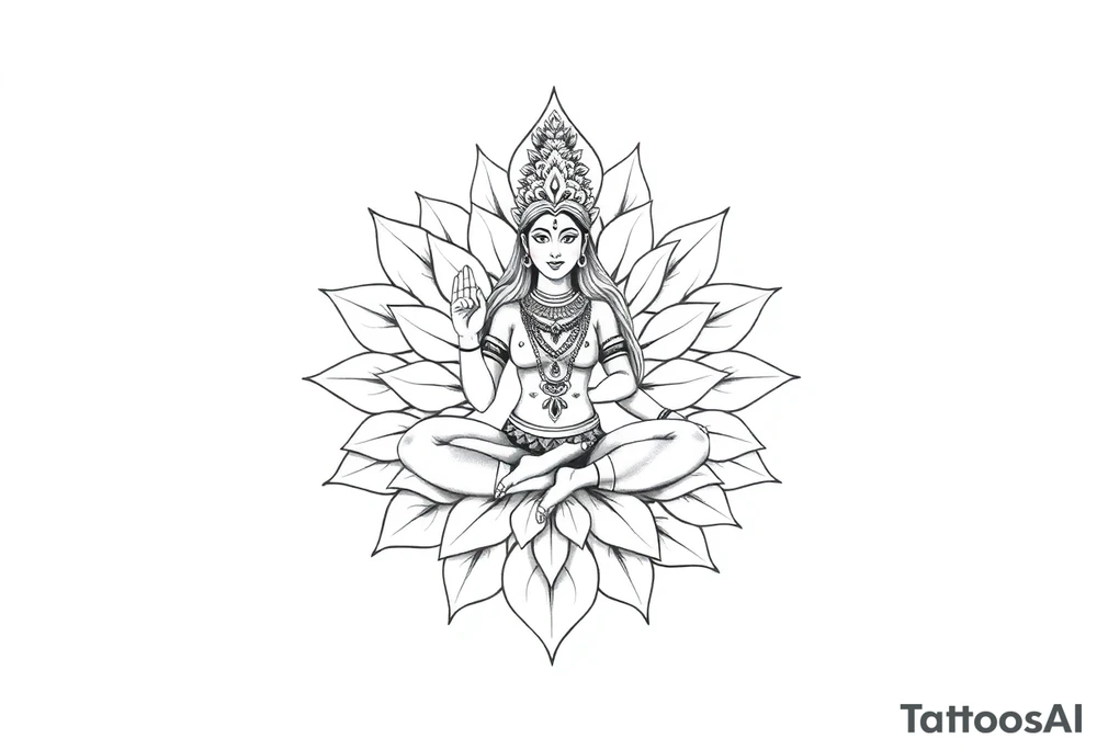 Goddess Parvati lotus mandala tattoo idea