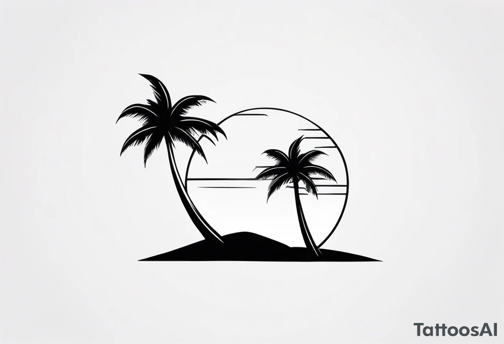 A lonely palm tree tattoo idea