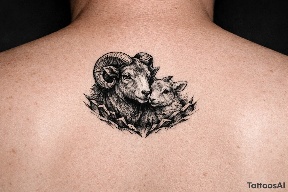 Mother ram baby ram tattoo idea