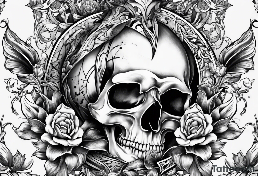 Stoicism Tulip, Skull, hourglass all separate pieces tattoo idea