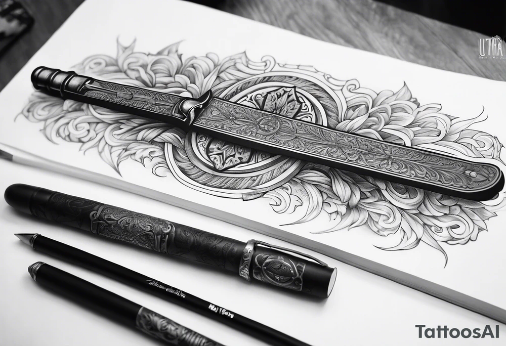 Sword wrapped in bible verses tricep tattoo idea
