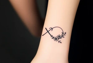 An infinity symbol including family sign made of intertwined vines, with delicate flowers blooming along its curves tattoo idea
