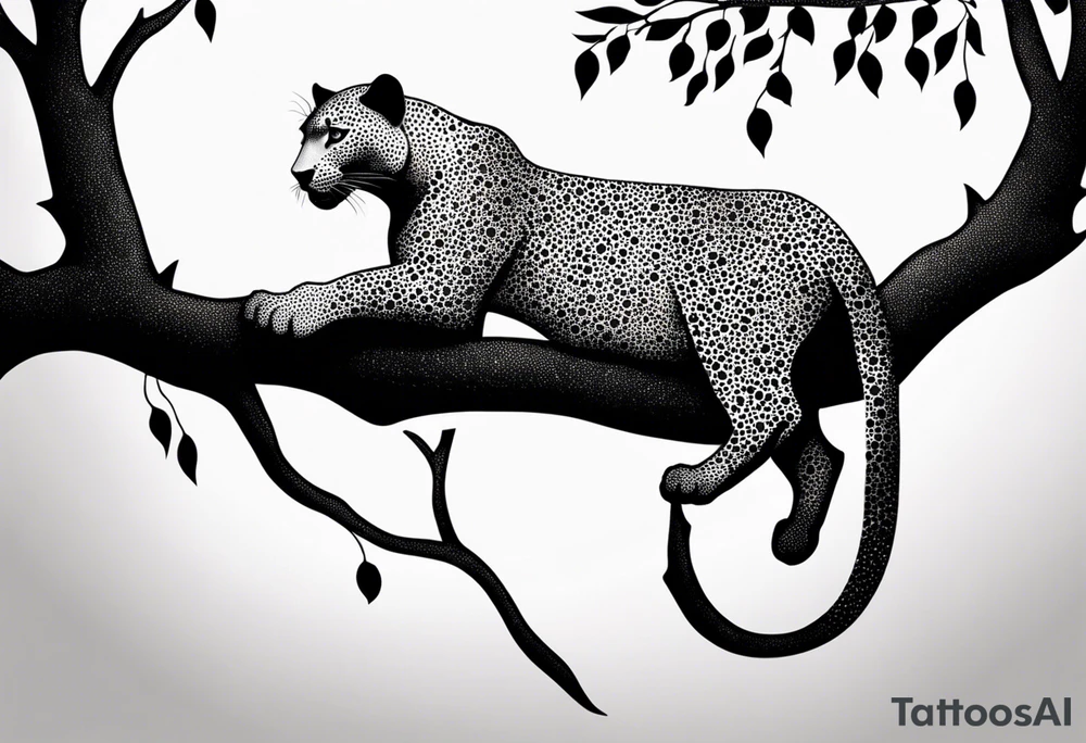 panther on a tree branch tattoo idea