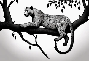 panther on a tree branch tattoo idea