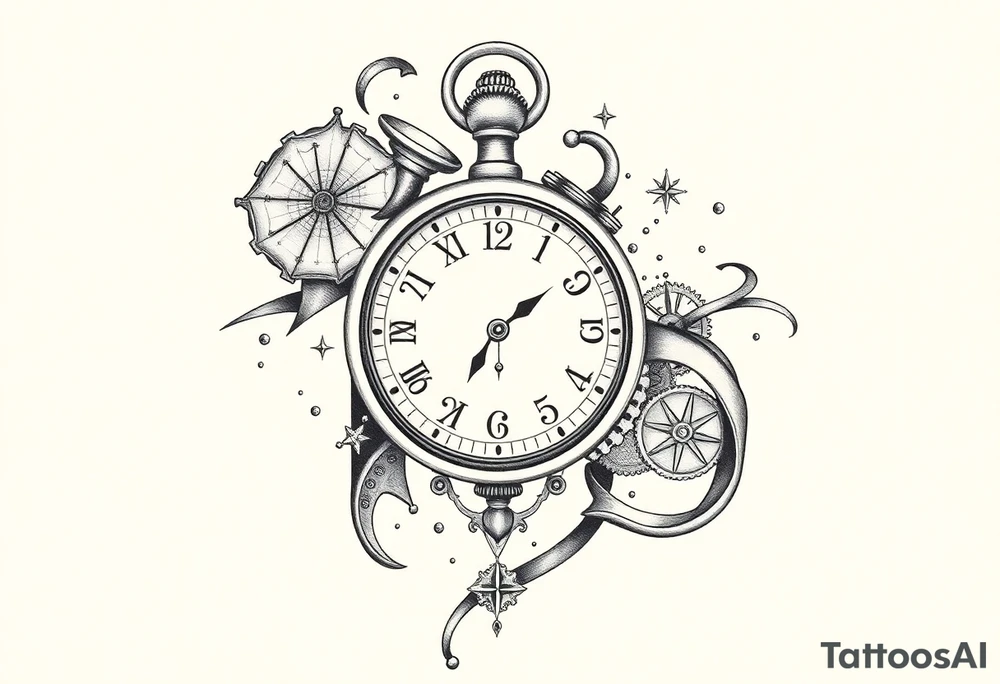Here’s a refined tattoo design prompt tailored for a 55-year-old male:

---

**Tattoo Concept Prompt:**

A meaningful tattoo for a 55-year-old man that embodies the themes of fatherhood, time, and integrity. Central to the design is a timepiece (such as a classic pocket watch, sundial, or hourglass) symbolizing his commitment to valuing and managing time despite challenges with focus due to ADD. The design incorporates subtle elements that celebrate his role as a father—perhaps small, meaningful symbols like initials, a family tree, or a compass pointing towards "home" to represent his children. Integrate dynamic elements like flowing sand, gears, or a ribbon of time to capture the feeling of focus and perseverance. The overall style can range from intricate realism to a more abstract or geometric design, depending on his preference. tattoo idea