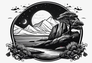 Create a tattoo of a flat topped rock Ebenezer surrounded by freshly tilled soil tattoo idea