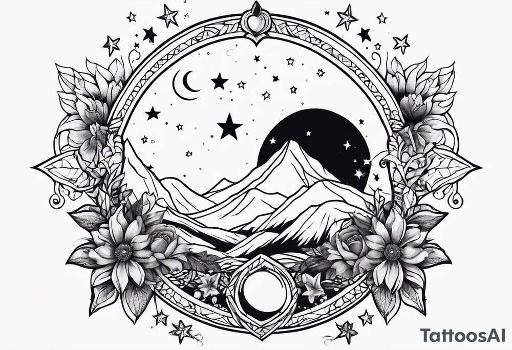 April Galaxy stars moon love tattoo idea