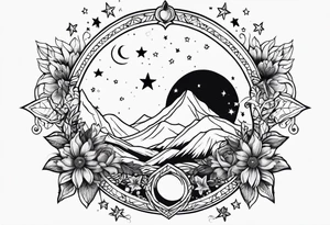 April Galaxy stars moon love tattoo idea