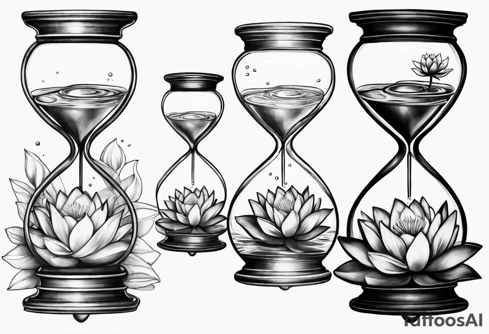 Hourglass with water lilly. tattoo idea