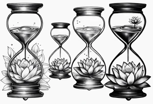 Hourglass with water lilly. tattoo idea