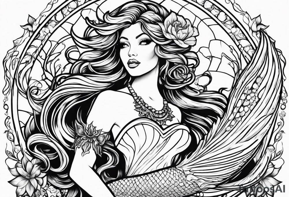 A beautiful and singing mermaid tattoo idea