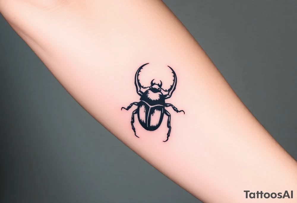 Hercules beetle in a tribal lineart style tattoo idea