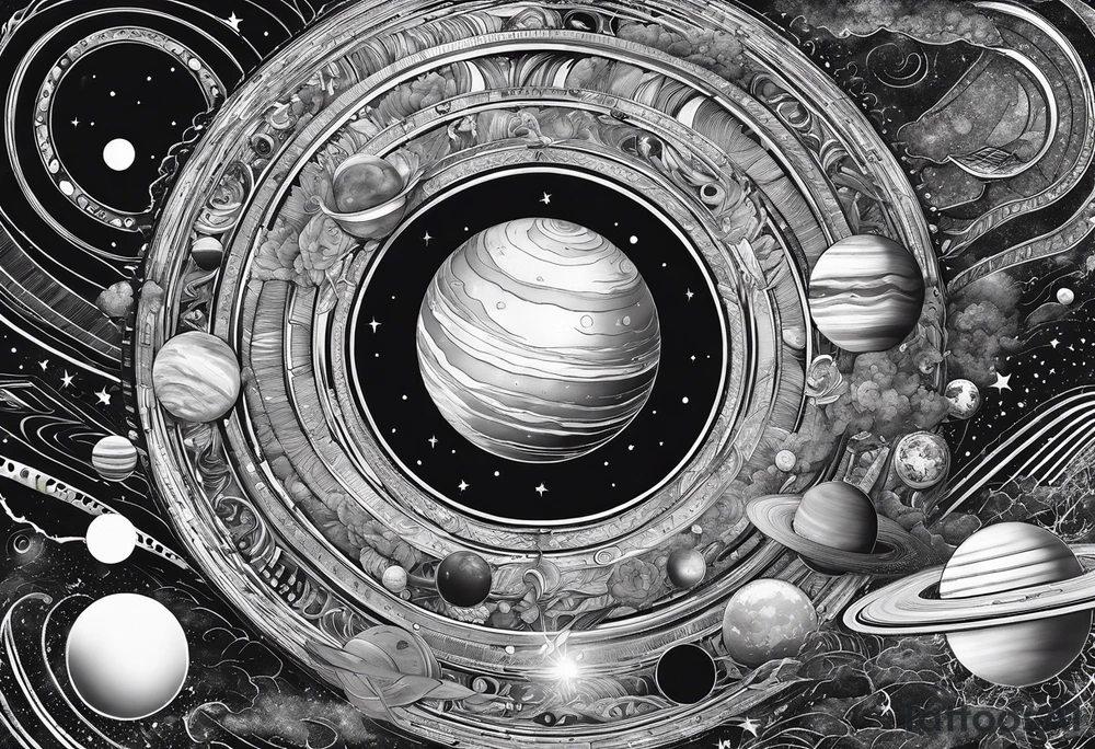 solar system, on spine tattoo idea