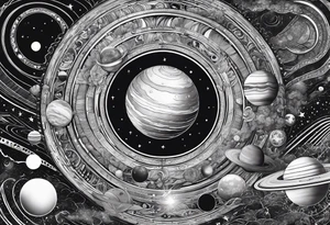 solar system, on spine tattoo idea