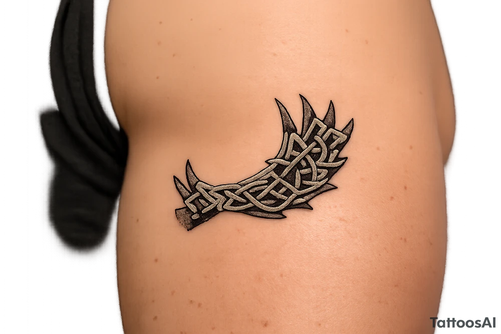 Caribou antler in Norse knot work open line concept stipple shading just one antler no background make it a realistic caribou antler shape tattoo idea