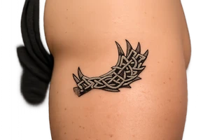 Caribou antler in Norse knot work open line concept stipple shading just one antler no background make it a realistic caribou antler shape tattoo idea