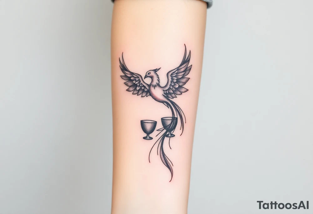 Phoenix bird and the two of cups tattoo idea