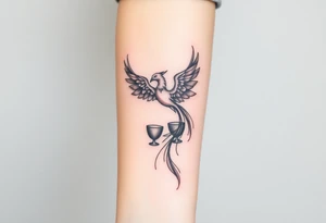 Phoenix bird and the two of cups tattoo idea