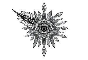 big spiritual feather indian mandala shaman tattoo idea