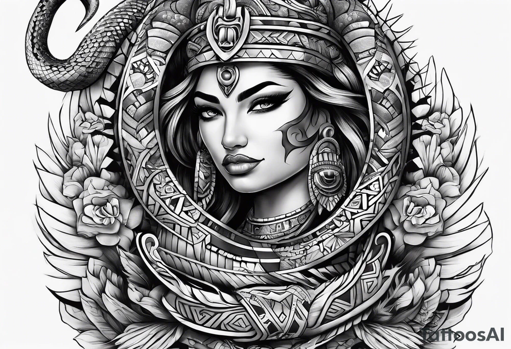 aztec snake sleeve tattoo idea