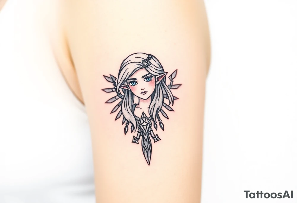 American traditional princess Zelda from twilight princess tattoo idea