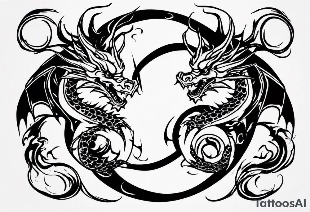 two dragons swirling to make a yin yang tattoo idea