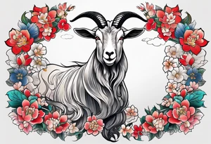traditional japanese style goat with full body tattoo idea