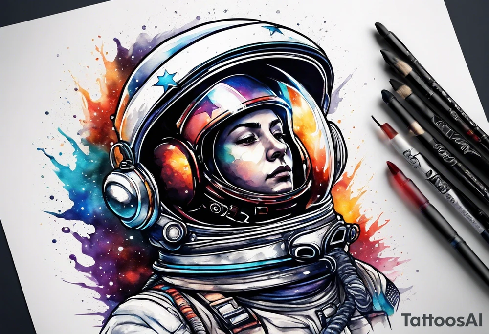 Astronaut with boxing gloves tattoo idea
