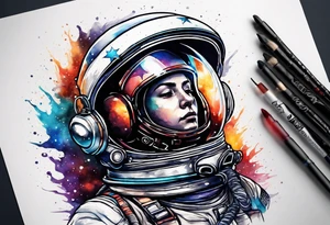 Astronaut with boxing gloves tattoo idea