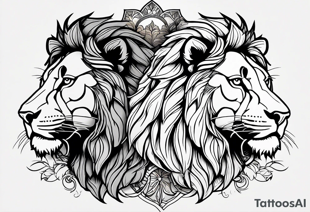 Lion and lioness thats has august 17 & 18 written on it tattoo idea
