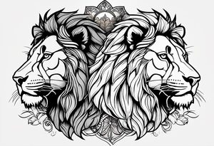 Lion and lioness thats has august 17 & 18 written on it tattoo idea