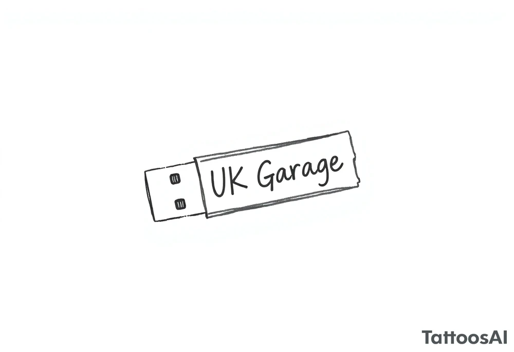 A usb drive with a little piece of sticky tape that says “UK Garage” tattoo idea