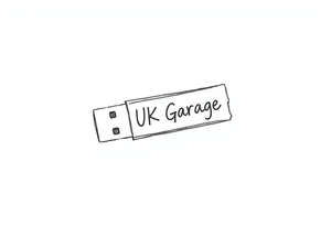 A usb drive with a little piece of sticky tape that says “UK Garage” tattoo idea