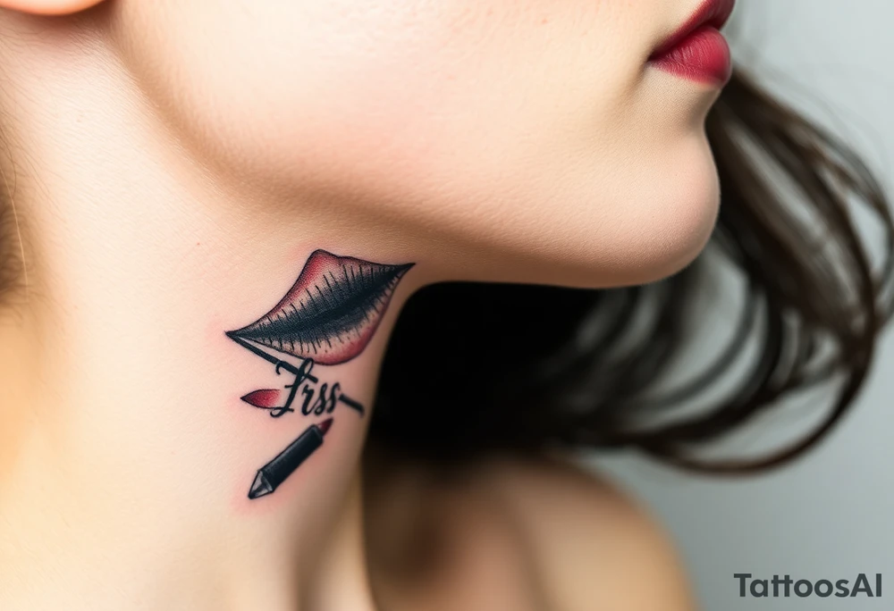 Lipstick kiss print with initials lrs tattoo idea