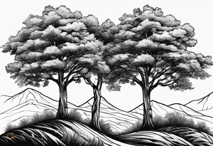 Three trees together fineline simple tattoo idea