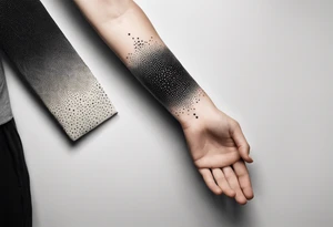 symbols, abstract, green and black, covered from wrist to forearm, fully covered, no borders, blackwork, no people tattoo idea