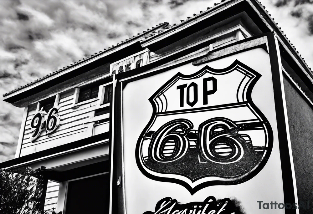 minimalistic route 66 sign tattoo idea