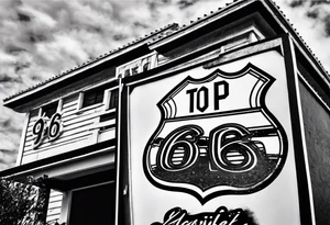 minimalistic route 66 sign tattoo idea