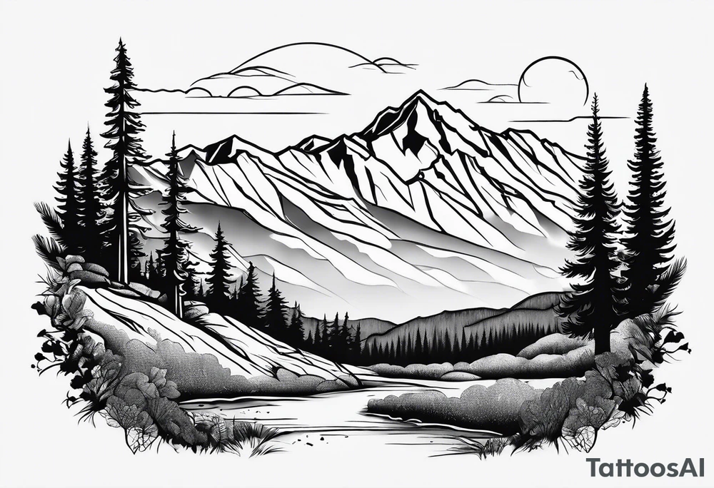 Pikes peak Colorado mountain outline tattoo idea