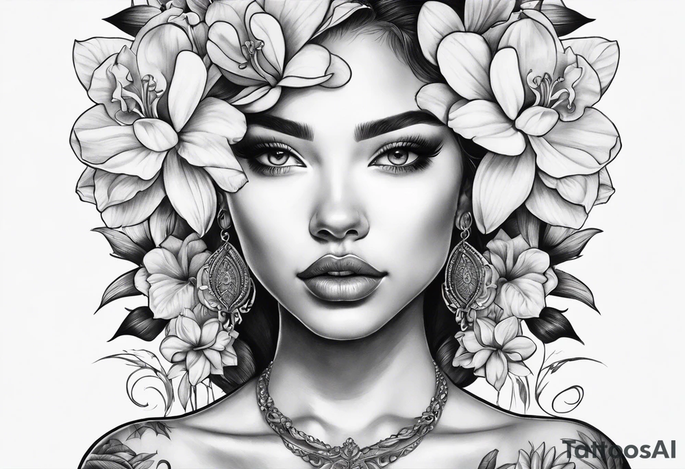 XXIVXIVV with orchid flowers in the back ground tattoo idea