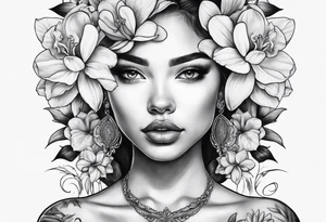 XXIVXIVV with orchid flowers in the back ground tattoo idea