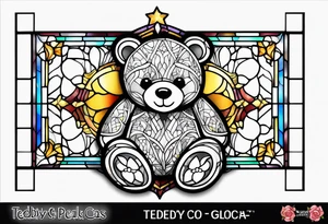 Teddy bear stain glass tattoo idea