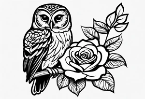 Barred owl with a rose and a heart tattoo idea