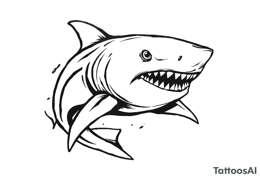 Masculine strong shark flowing forward in water tattoo idea