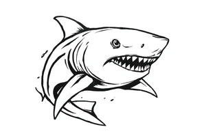 Masculine strong shark flowing forward in water tattoo idea