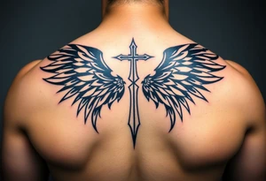 christan religious tattoos with full and strong wings tattoo idea