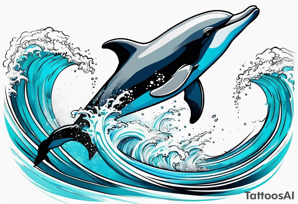 dolphin jumping out ocean tattoo idea