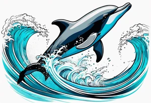 dolphin jumping out ocean tattoo idea