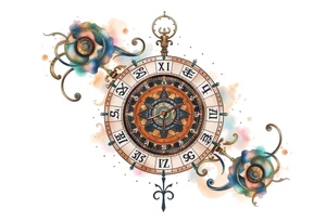 Clockwork Runes Zodiac symbols and Norse runes within ornate clockwork mechanism tattoo ...